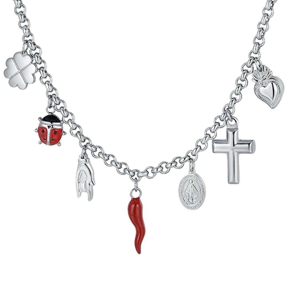 STEEL WOMEN'S NECKLACE WITH CHARMS