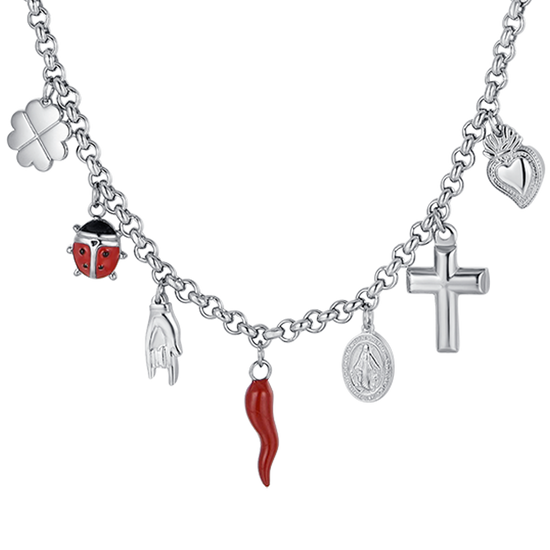 STEEL WOMEN'S NECKLACE WITH CHARMS