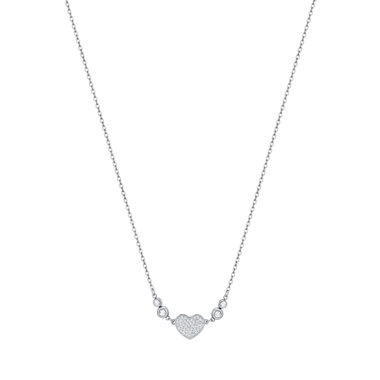 WOMEN'S STEEL HEART NECKLACE WITH WHITE CRYSTALS