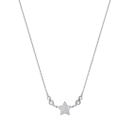 WOMEN'S STEEL STAR NECKLACE WITH WHITE CRYSTALS