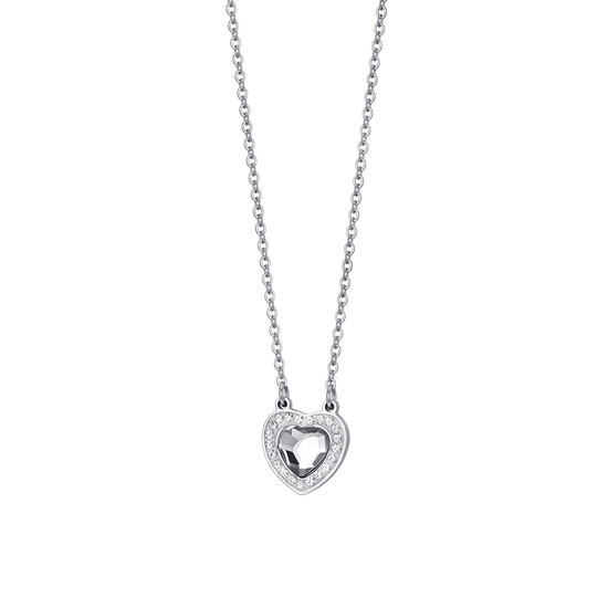 WHITE CRYSTAL HEART STEEL WOMEN'S NECKLACE