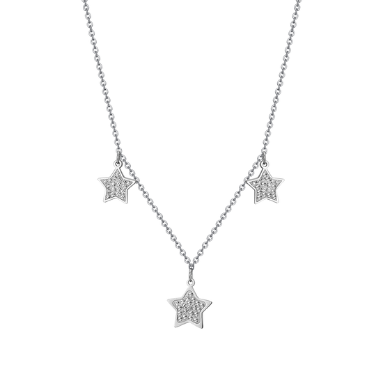 WOMEN'S STEEL STAR NECKLACE WITH WHITE CRYSTALS