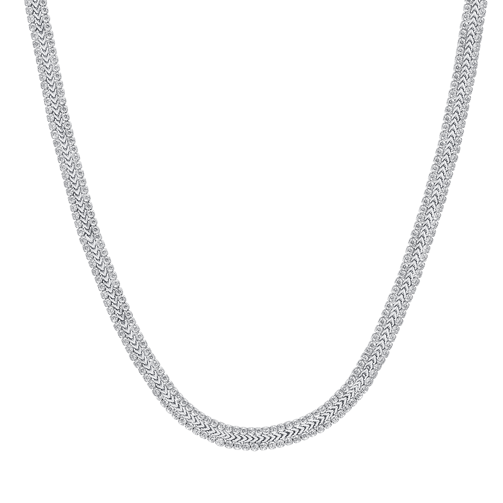 WOMEN'S STEEL TENNIS NECKLACE WITH WHITE CRYSTALS