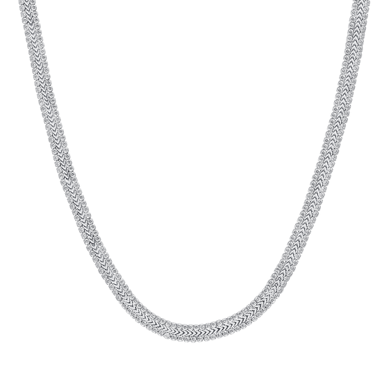 WOMEN'S STEEL TENNIS NECKLACE WITH WHITE CRYSTALS