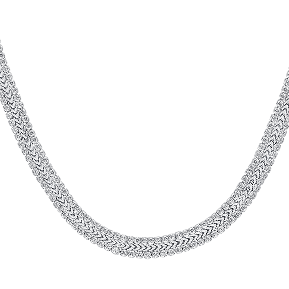 WOMEN'S STEEL TENNIS NECKLACE WITH WHITE CRYSTALS