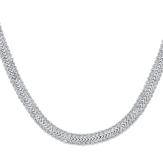 WOMEN'S STEEL TENNIS NECKLACE WITH WHITE CRYSTALS