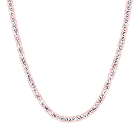 WOMEN'S STEEL TENNIS NECKLACE WITH PINK CRYSTALS