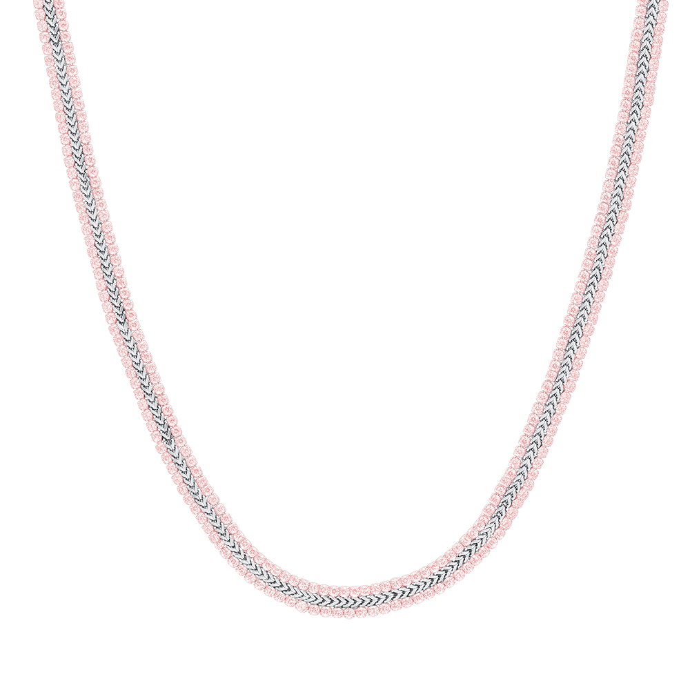 WOMEN'S STEEL TENNIS NECKLACE WITH PINK CRYSTALS