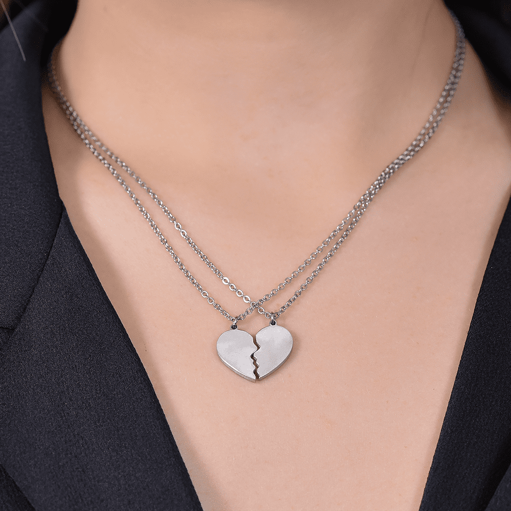 STEEL COUPLE NECKLACE WITH HEART