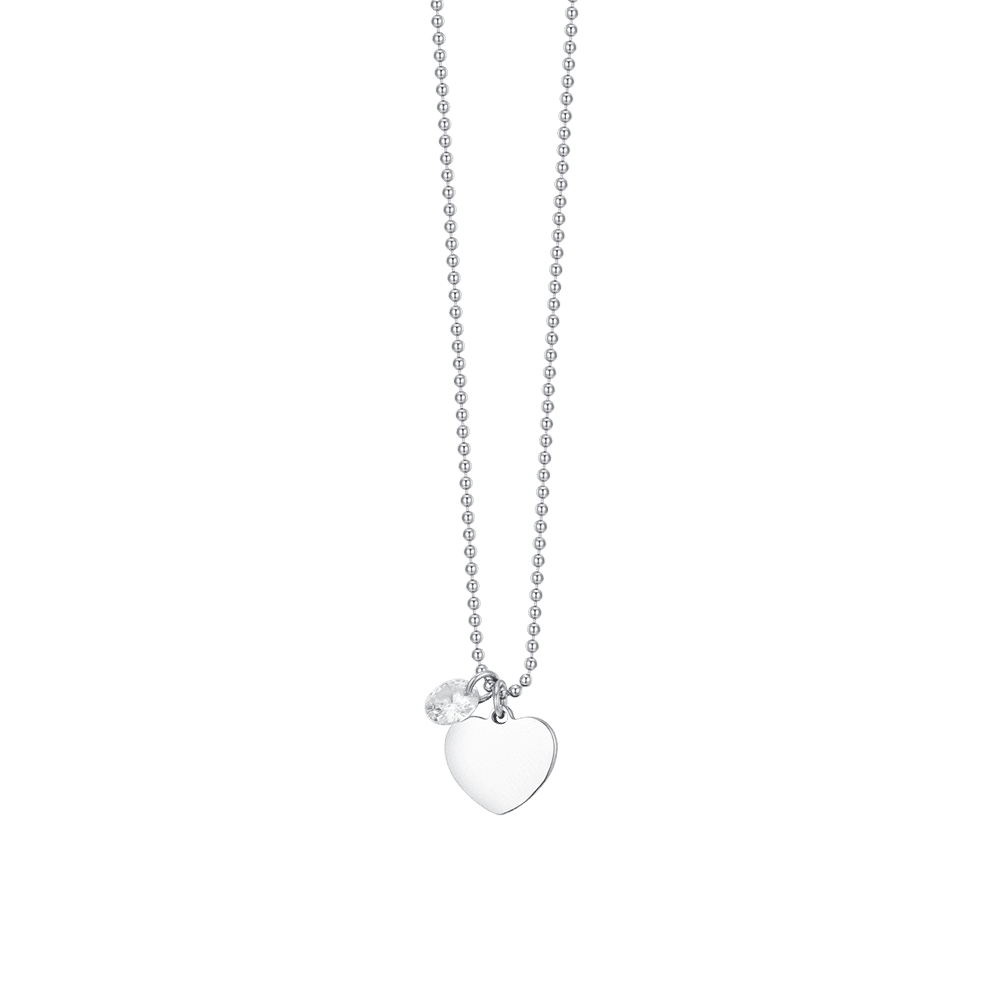 STEEL WOMEN'S NECKLACE WITH HEART AND WHITE CUBIC ZIRCONIA