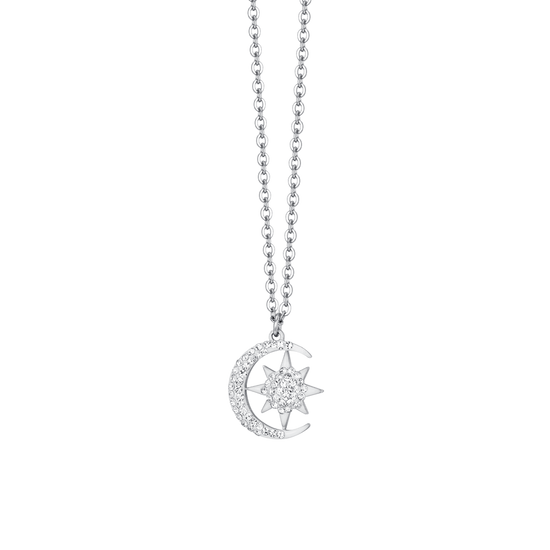 WOMAN STEEL STAR AND MOON NECKLACE