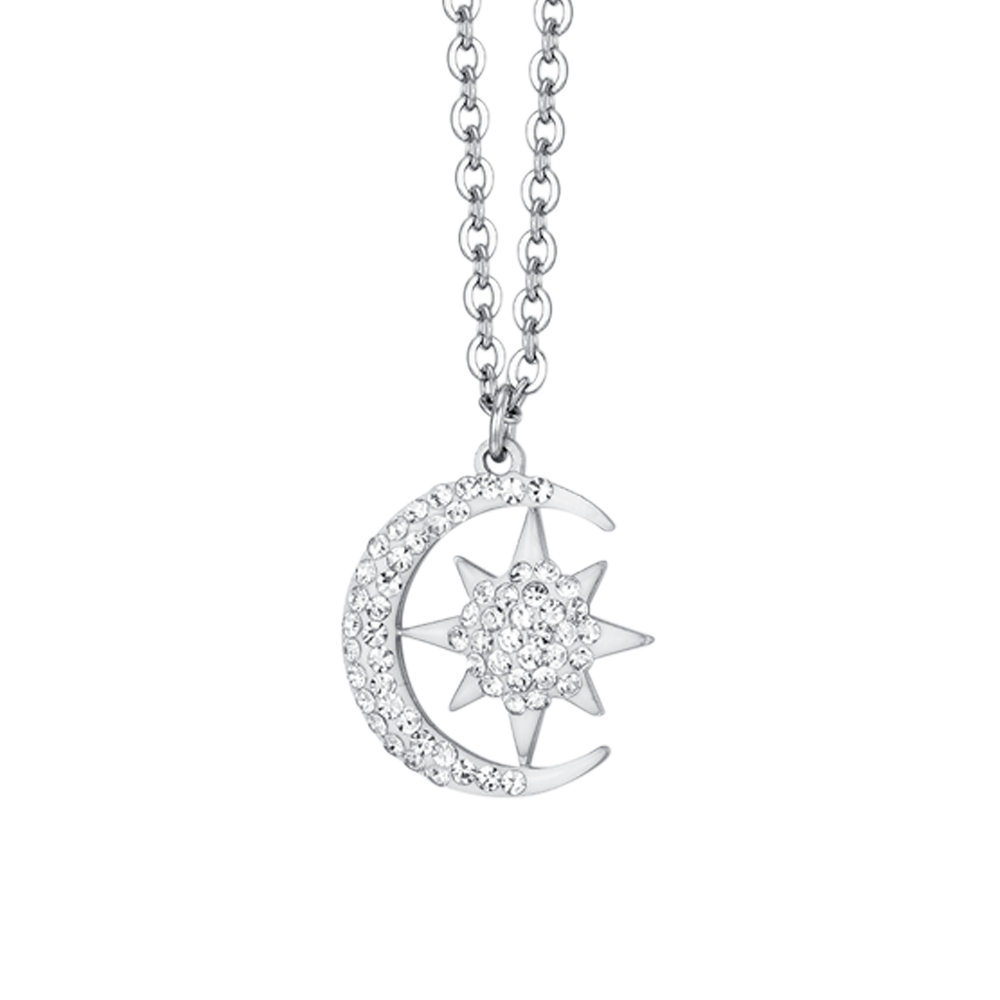 WOMAN STEEL STAR AND MOON NECKLACE