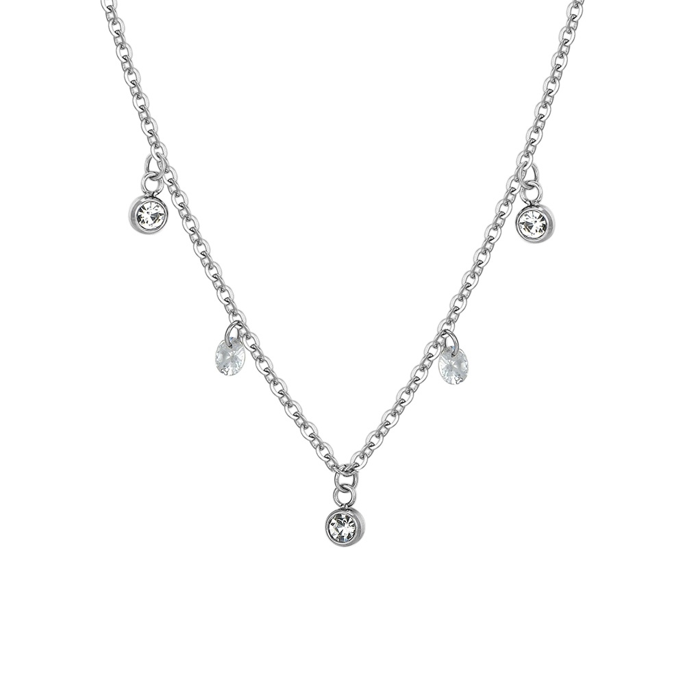 WHITE CRYSTAL STEEL WOMEN'S NECKLACE