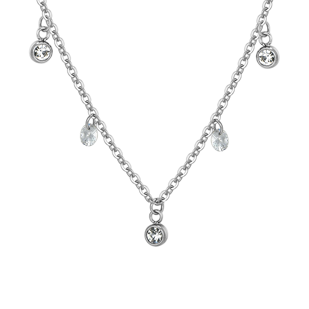 WHITE CRYSTAL STEEL WOMEN'S NECKLACE