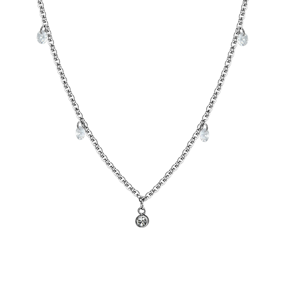 WHITE CRYSTAL STEEL WOMEN'S NECKLACE