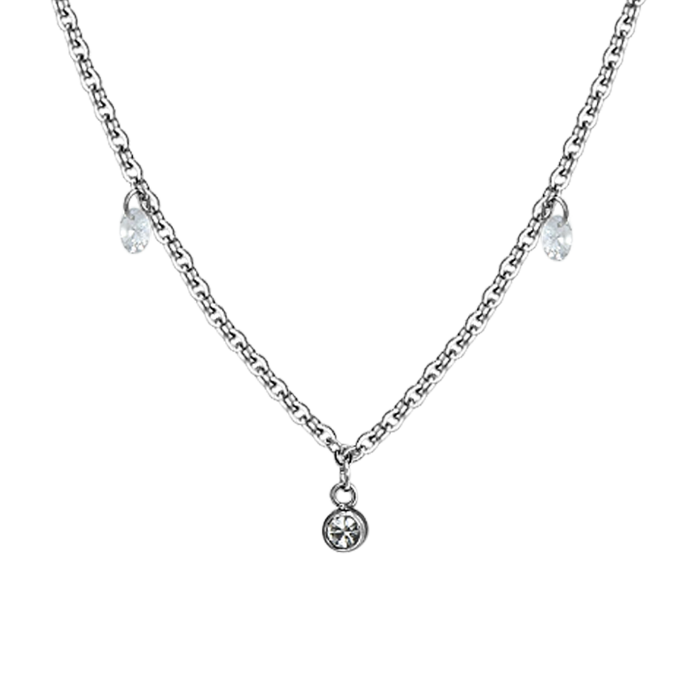 WHITE CRYSTAL STEEL WOMEN'S NECKLACE