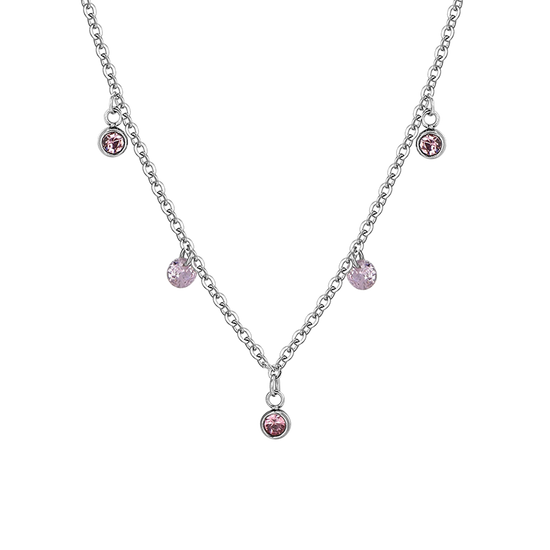 PINK CRYSTALS STEEL WOMEN'S NECKLACE