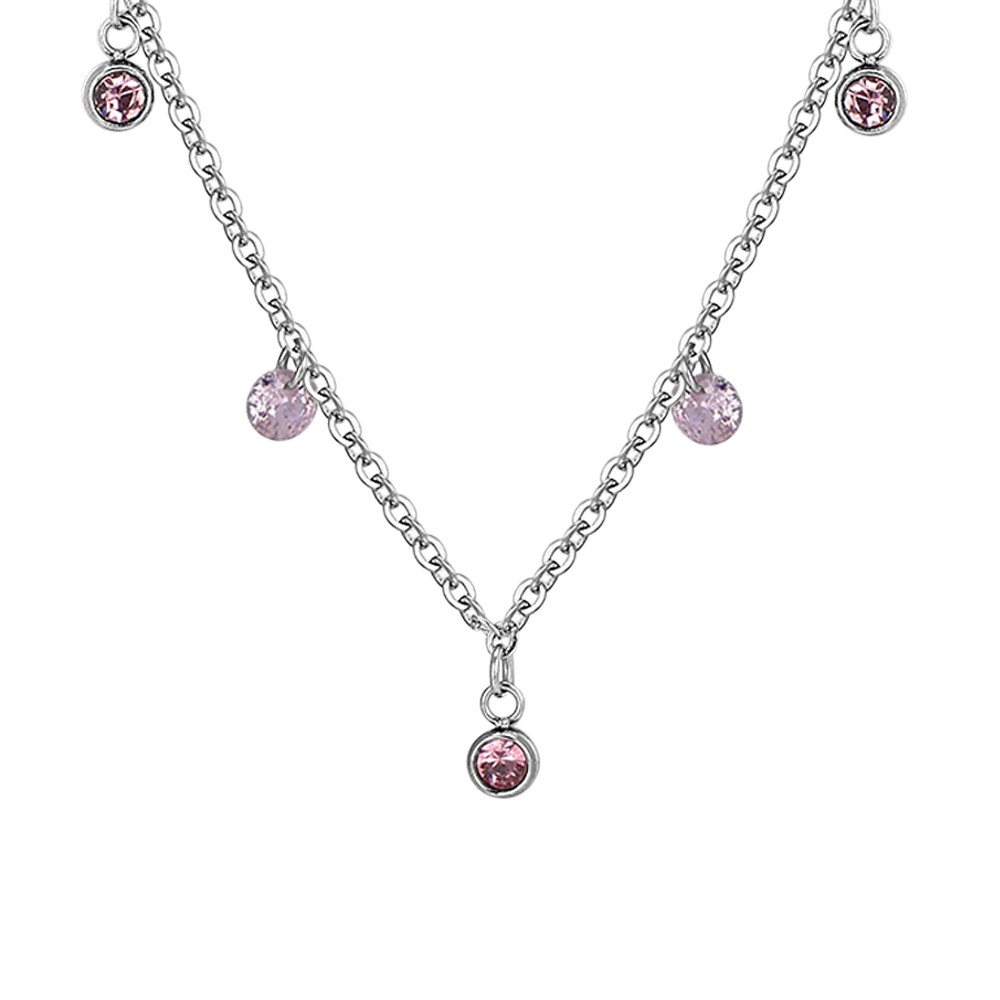 PINK CRYSTALS STEEL WOMEN'S NECKLACE