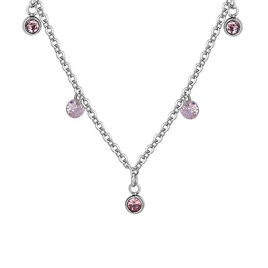 PINK CRYSTALS STEEL WOMEN'S NECKLACE