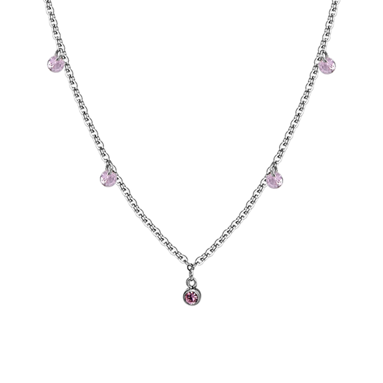 PINK CRYSTALS STEEL WOMEN'S NECKLACE