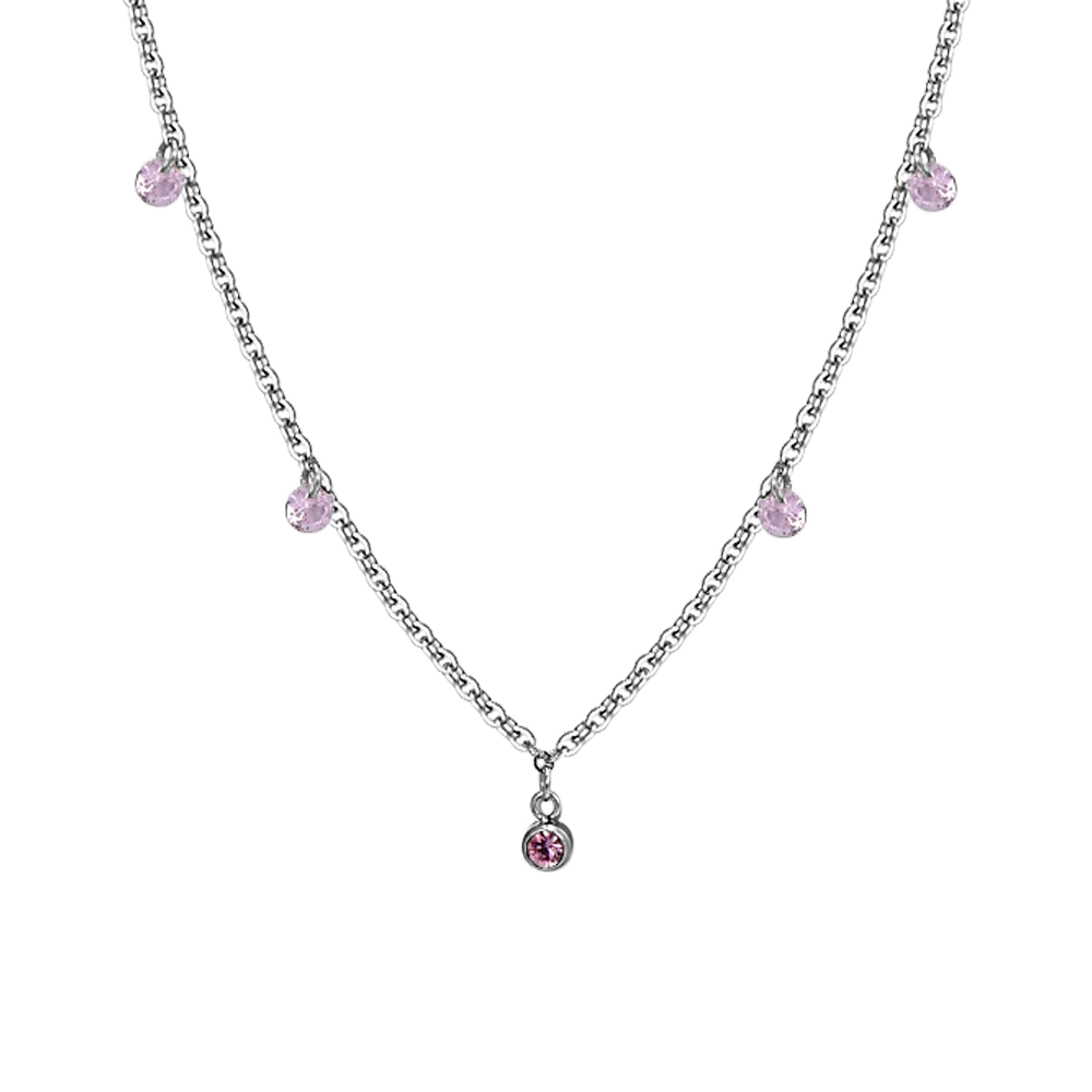 PINK CRYSTALS STEEL WOMEN'S NECKLACE