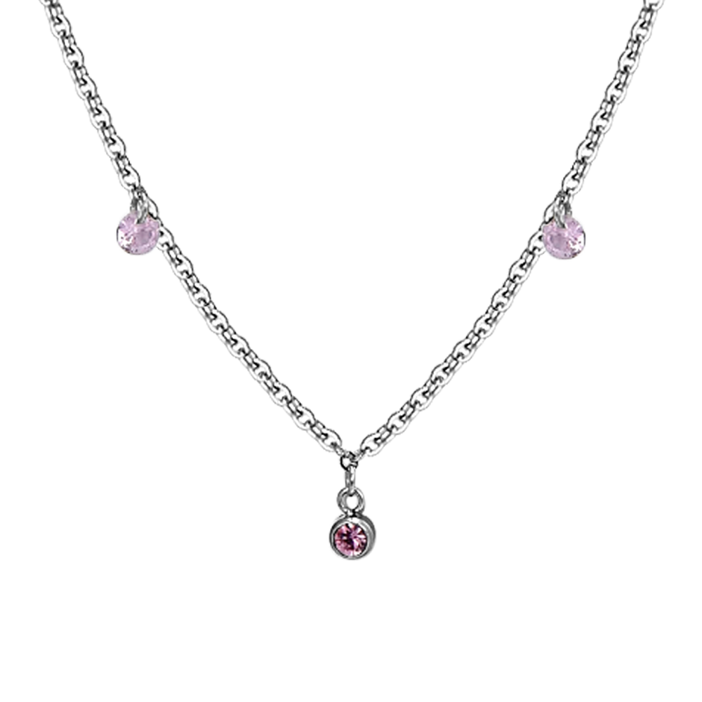 WOMAN'S NECKLACE IN STEEL PINK CRYSTALS Luca Barra