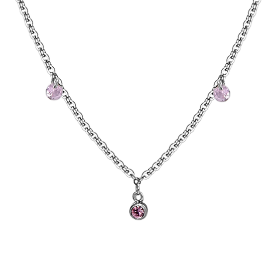 WOMAN'S NECKLACE IN STEEL PINK CRYSTALS Luca Barra