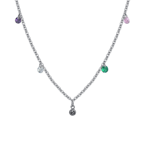 MULTICOLOR CRYSTALS STEEL WOMEN'S NECKLACE