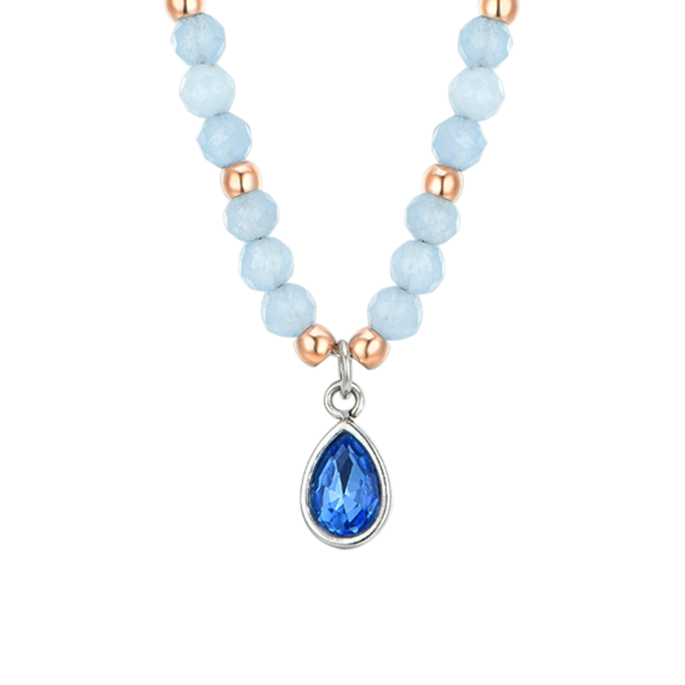 BLUE AGATE STEEL WOMEN'S NECKLACE