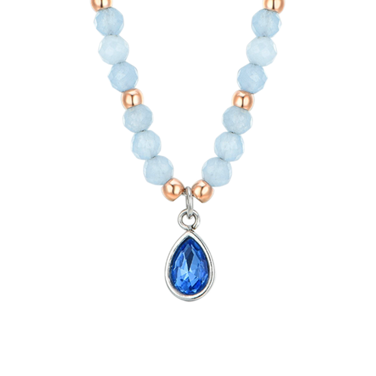 BLUE AGATE STEEL WOMEN'S NECKLACE