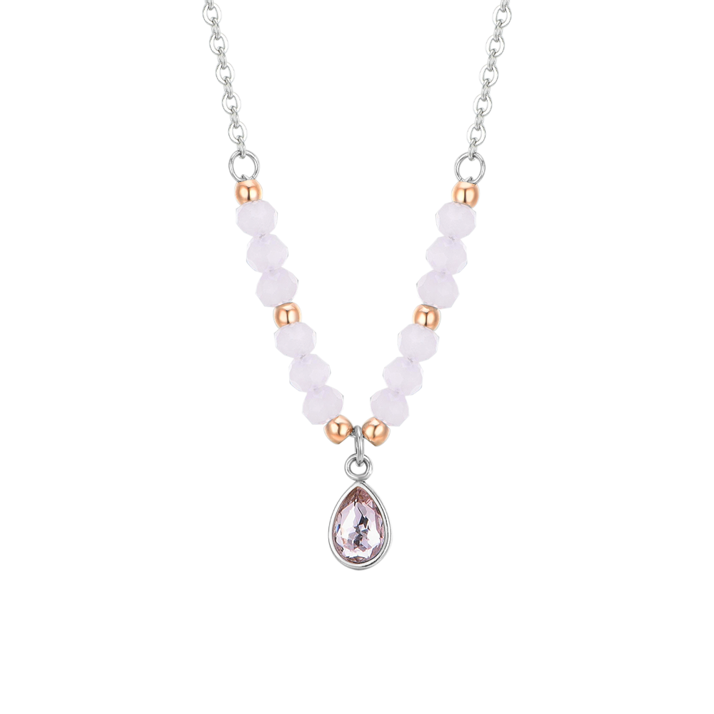 PINK AGATE STEEL WOMEN'S NECKLACE