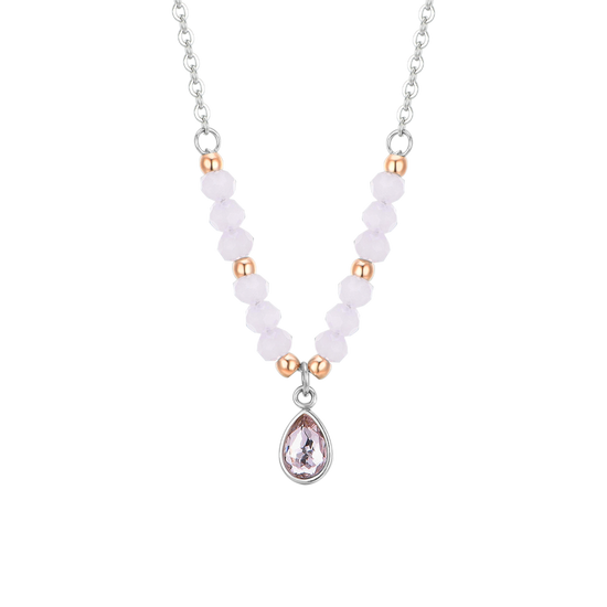 PINK AGATE STEEL WOMEN'S NECKLACE