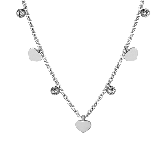 WOMEN'S STEEL HEARTS AND CRYSTALS NECKLACE