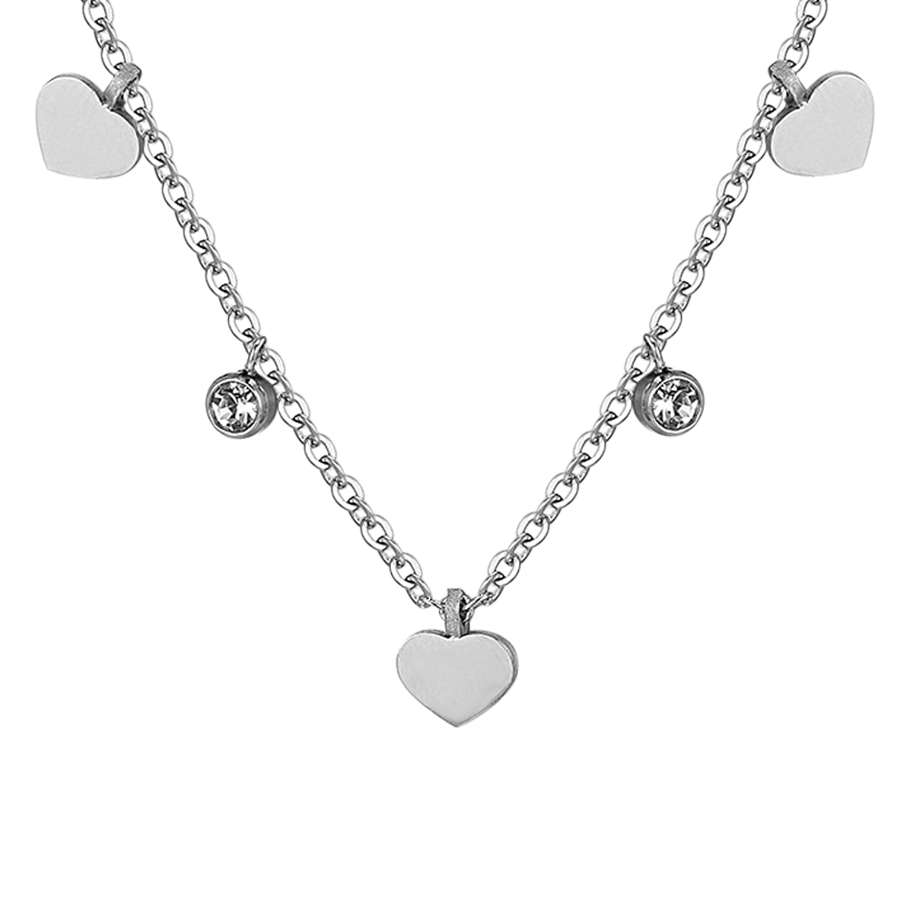 WOMEN'S STEEL HEARTS AND CRYSTALS NECKLACE