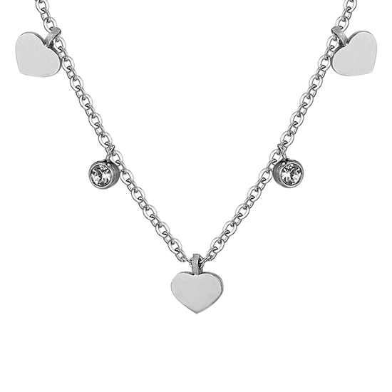 WOMEN'S STEEL HEARTS AND CRYSTALS NECKLACE