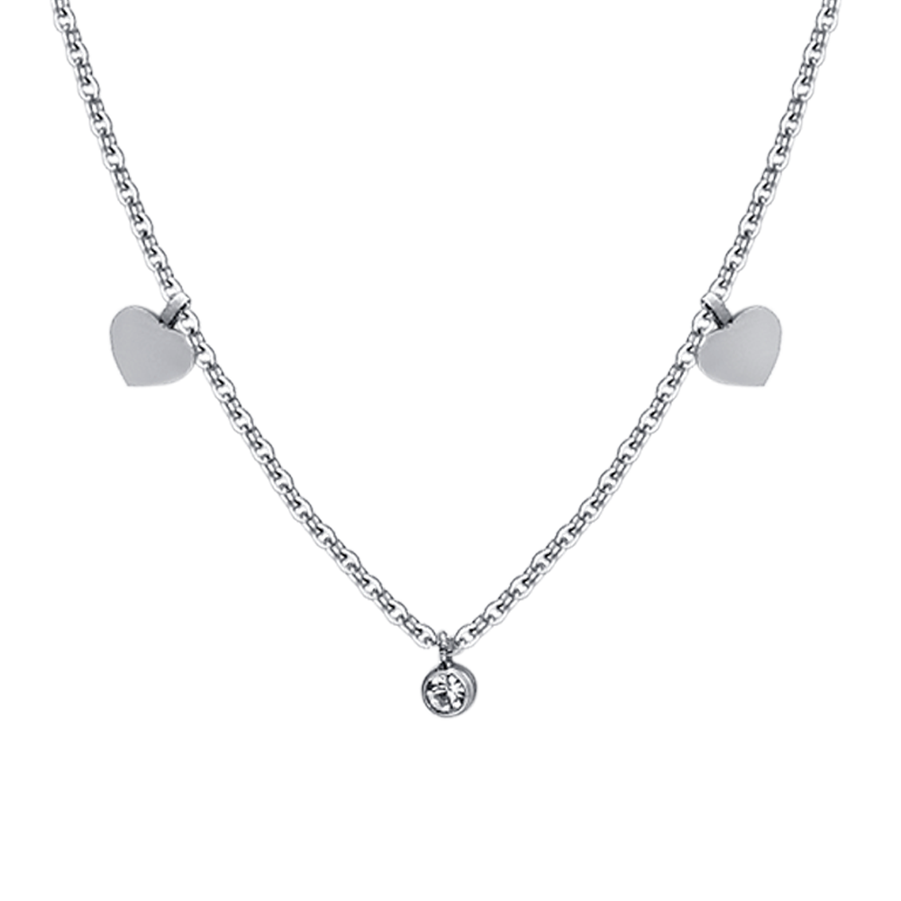 WOMEN'S STEEL HEARTS AND CRYSTALS NECKLACE