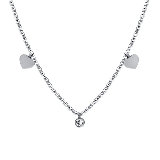 WOMEN'S STEEL HEARTS AND CRYSTALS NECKLACE