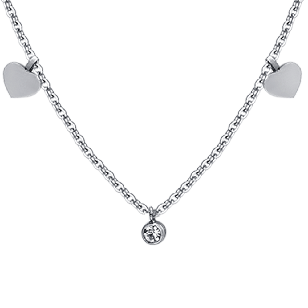 WOMEN'S STEEL HEARTS AND CRYSTALS NECKLACE