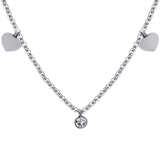 WOMEN'S STEEL HEARTS AND CRYSTALS NECKLACE