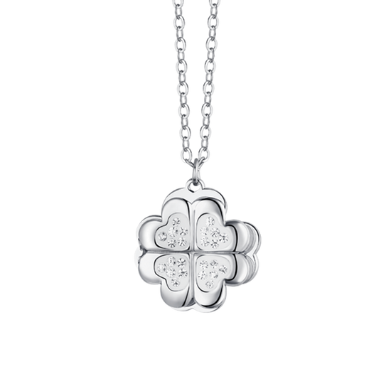 WOMEN'S STEEL FOUR-LEAF CLOVER SWIVEL NECKLACE