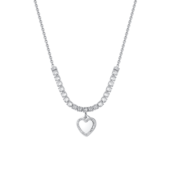 WOMAN'S TENNIS NECKLACE IN STEEL HEART AND ZIRCONES Luca Barra