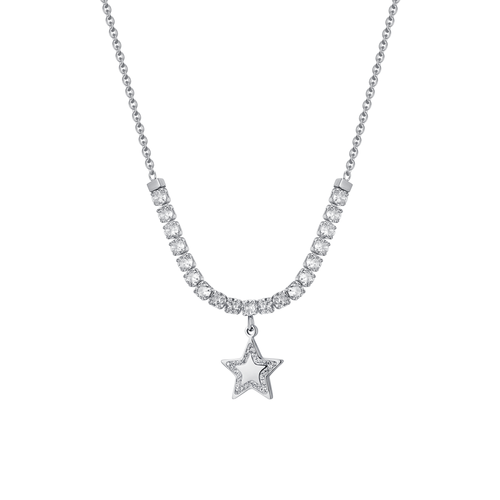 WOMAN'S TENNIS NECKLACE IN STEEL STAR AND ZIRCONES Luca Barra