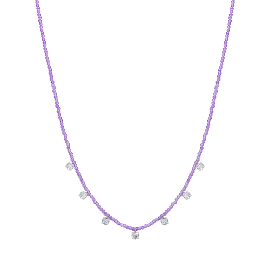 WOMAN'S NECKLACE IN STEEL VIOLET CRYSTALS AND WHITE ZIRCONES Luca Barra