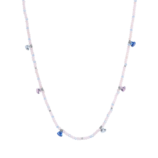 WOMAN'S NECKLACE IN STEEL PINK STONES AND MULTICOLOR CRYSTALS Luca Barra