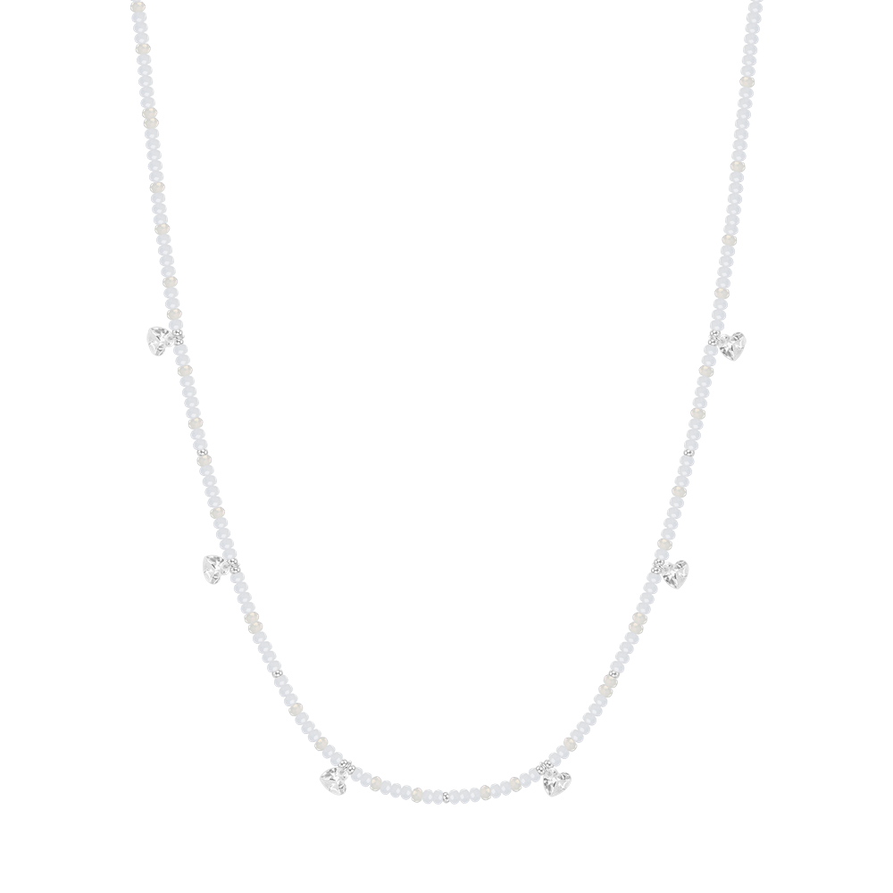 WOMEN'S STEEL NECKLACE WHITE STONES AND CRYSTALS