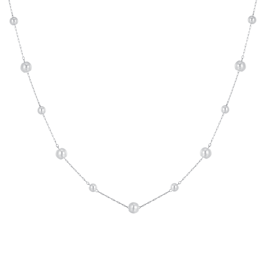 WOMAN'S LONG NECKLACE IN STEEL WITH PEARLS Luca Barra