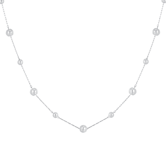 WOMAN'S LONG NECKLACE IN STEEL WITH PEARLS Luca Barra