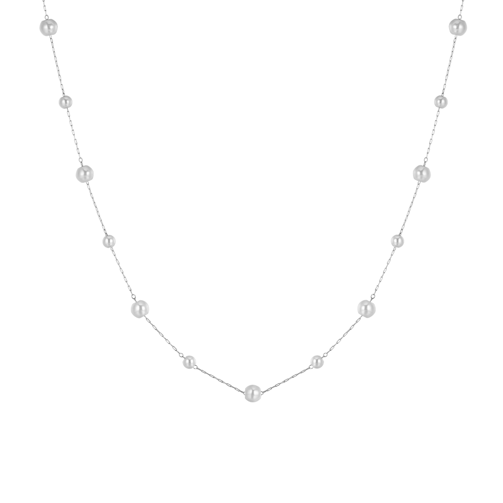 WOMAN STEEL NECKLACE WITH PEARLS