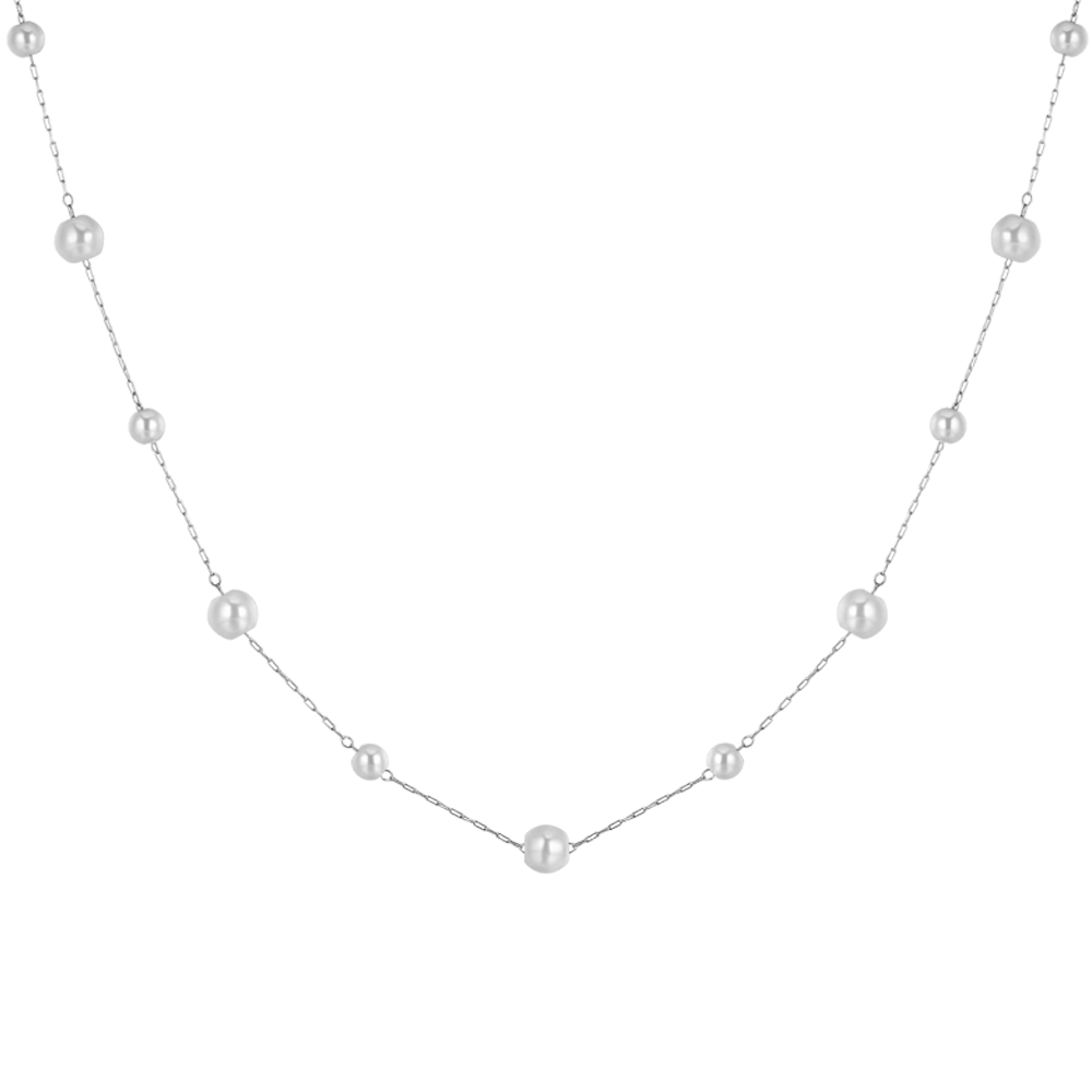 WOMAN STEEL NECKLACE WITH PEARLS