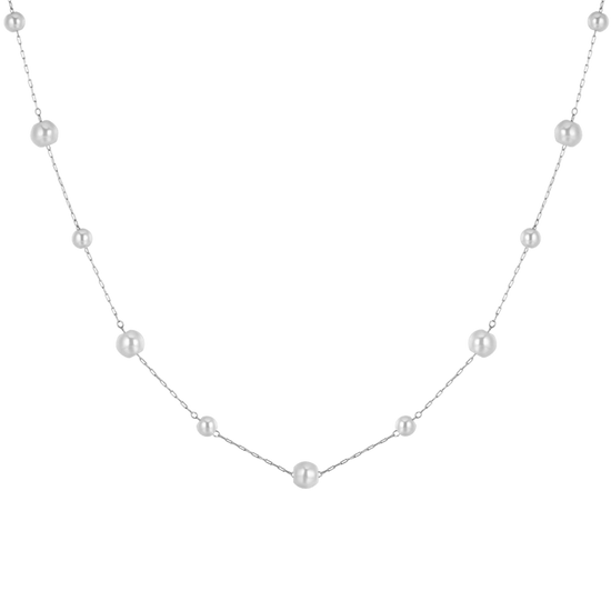 WOMAN STEEL NECKLACE WITH PEARLS